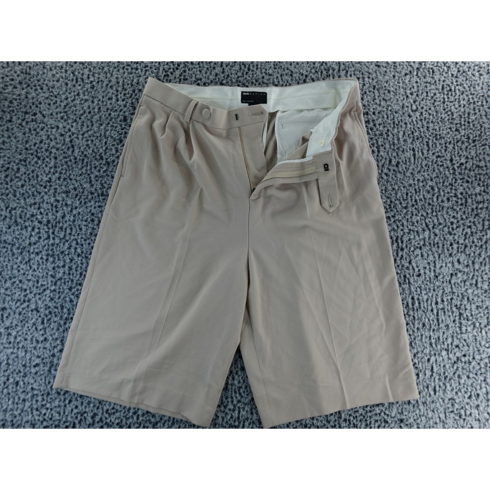 ASOS DESIGN Beige Pleated Wide‎ Leg Tailored Shorts Women's Sz 36